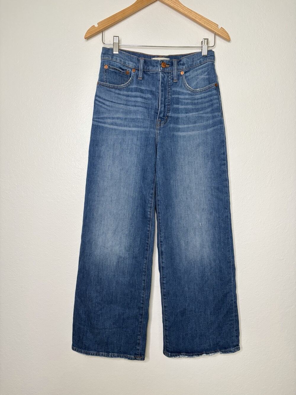 Madewell Wide Leg Crop Jeans in Indigo Wash Size 27 Minimalist Chic